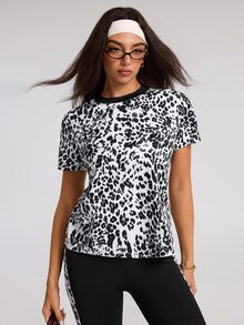 Rovax Women's Leopard Print Short Sleeve T-Shirt And Leggings Sports Set - Multicolor - View 6