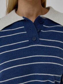 MUSERA Blue Striped Oversized Relaxed Fit Jumper Sweater Fall Autumn Winter Coolgirl Back To School Blancs - Multicolor - View 6