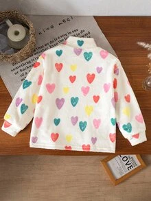 SHEIN طقم سويت شيرت قصير للأطفال والبنات الصغيرات، لون سادة، بياقة واقفة وسحاب نصفي، من الفليس المبطن من الجهتين، للخريف والشتاء - لون مشمشي - مشاهدة 2