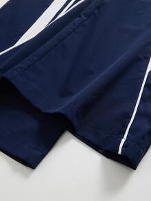 SHEIN Teen Boy Color Block Striped Casual Loose Pants - Blue - View 3