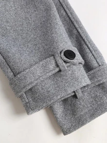 Sweetra French Fashion Elegant Casual Grey Tone Lapel Double-Breasted Design Fall Long Sleeve Minimalist Versatile Commuter Office All-Match Women's Jacket - Grey - View 4