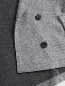 Sweetra French Fashion Elegant Casual Grey Tone Lapel Double-Breasted Design Fall Long Sleeve Minimalist Versatile Commuter Office All-Match Women's Jacket - Grey - View 5