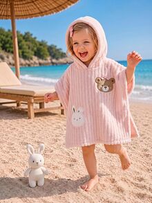 SHEIN Babygirl Casual Cute Pink Fluffy Cartoon Pattern Loungewear Autumn Winter Pajamas - Pink - View 7
