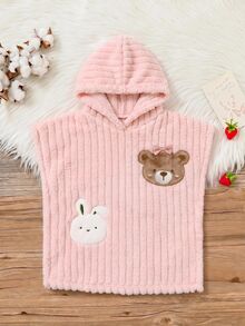 SHEIN Babygirl Casual Cute Pink Fluffy Cartoon Pattern Loungewear Autumn Winter Pajamas - Pink - View 3