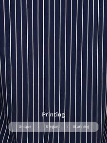 SHEIN LUNE Plus Size Elegant Commuter Striped Long Sleeve Shirt, Autumn/Winter - Multicolor - View 7