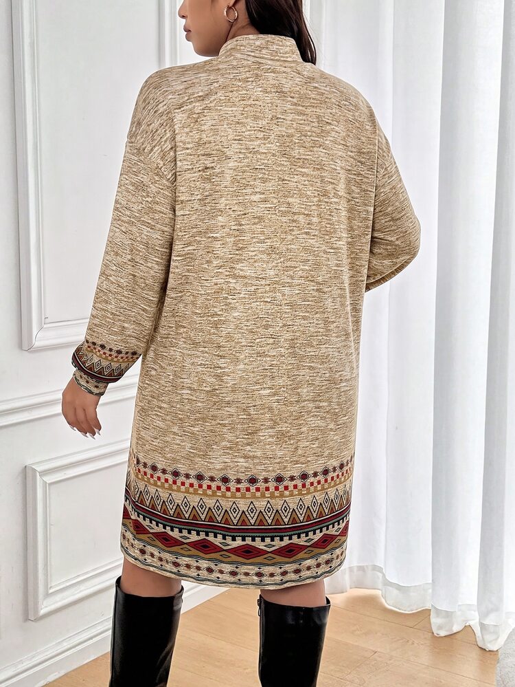 SHEIN Frenchy Plus Size Women's Geometric Print Casual Everyday Dress Casual Going Out Dress For Women Fall/Winter Casual Daily Going Out Dress Women Fall/Winter - Multicolor - View 8