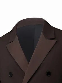 Manfinity Mode Men's Brown Peak Lapel Double-Breasted Slim Fit Business 2 Pieces Suit Set - Brown - View 4
