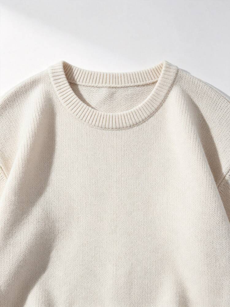 Manfinity Homme Men's Solid Color Casual Daily Wear Long Sleeve Sweater  Slim Fit Zipper Polo Shirt Short Sleeve Breathable Knit Top  Casual Wear Lightw - Cream - View 4