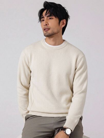 Manfinity Homme Men's Solid Color Casual Daily Wear Long Sleeve Sweater  Slim Fit Zipper Polo Shirt Short Sleeve Breathable Knit Top  Casual Wear Lightw