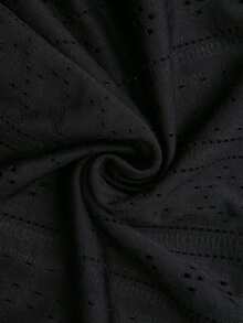 GlowEve CURVE Plus Size Women's Fashion Casual Loose Comfortable Daily All-Match Versatile Black Drawstring Tie Hollow Out Short Top - Black - View 5