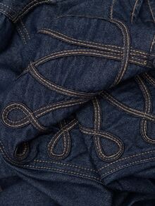 Nöista Chinese-Style Stand-Up Collar Slim-Fit Denim Jacket ,Deep Indigo,Elegant Classic Piece For Versatile Mix-And-Match Style. Fall Winter,Chic,Casual. - Royal Blue - View 10