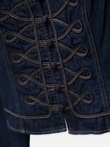 Nöista Chinese-Style Stand-Up Collar Slim-Fit Denim Jacket ,Deep Indigo,Elegant Classic Piece For Versatile Mix-And-Match Style. Fall Winter,Chic,Casual. - Royal Blue - View 9