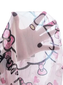 HELLO KITTY AND FRIENDS | SHEIN Women's Cartoon Bow Print Sheer Mesh Top - White - View 8