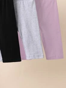 SHEIN Elladie kids 女小童3入組素色騎行褲 - 彩色 - 查看 4