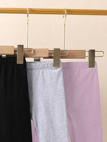 SHEIN Elladie kids 女小童3入組素色騎行褲 - 彩色 - 查看 3