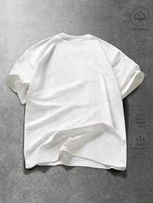 ROMWE MEN Goth Men's Slogan Cross Print Crew Neck Short Sleeve Casual T-Shirt - White - View 4