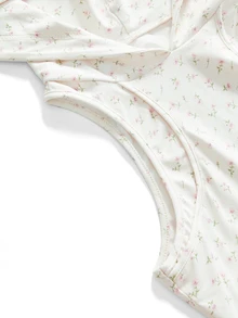 ROMWE Kawaii Cute Floral Apricot Print Rabbit Ear Hooded Women's Tank Top - Apricot - View 9