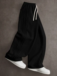 STYNVO Men's Drawstring Waist Casual Daily Wear Sweatpants - Black - View 1