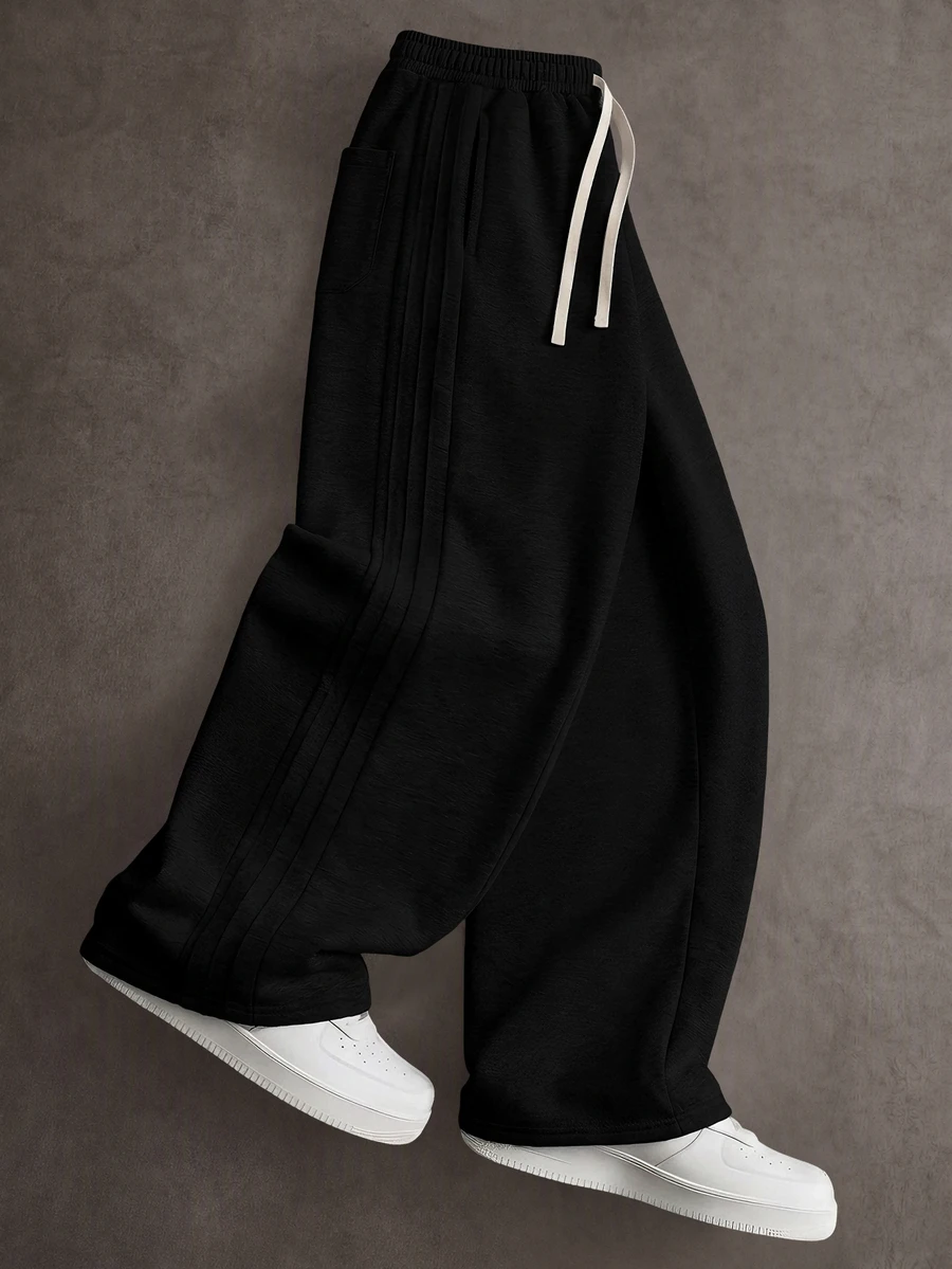 STYNVO Men's Drawstring Waist Casual Daily Wear Sweatpants - Black - View 1