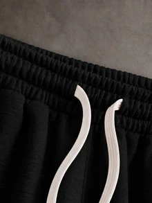 STYNVO Men's Drawstring Waist Casual Daily Wear Sweatpants - Black - View 4