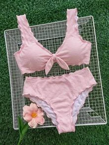 Swim Mod 大尺碼女款 2 件式全白色細肩帶性感飄逸星空風比基尼泳衣，適合海灘派對與度假，夏季穿著 - 彩色 - 查看 4