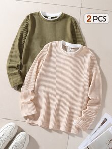 Boys Colorblock 2 In 1 Visual 2-In-1 T-Shirt, Fashion Casual Daily Versatile, Outerwear Innerwear, Spring Autumn, Seasonal Change, Daily Outings Campus - Multicolor - View 3
