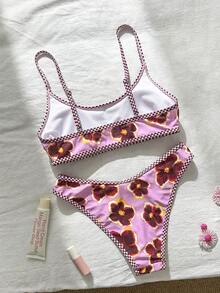 Swim Mod Women's Adjustable Strap Floral Print Bikini Set, 2pcs Swimwear For Beach, Pool, Vacation - Multicolor - View 7