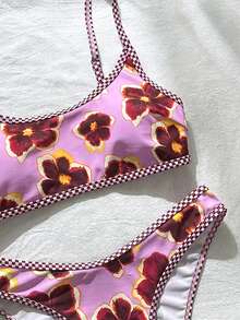 Swim Mod Women's Adjustable Strap Floral Print Bikini Set, 2pcs Swimwear For Beach, Pool, Vacation - Multicolor - View 6