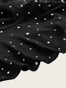 SHEIN ICON 女款秋冬 Y2K 水鑽裝飾荷葉邊下擺網紗裙 - 黑色 - 查看 5