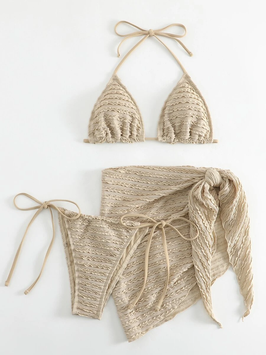 Swim Basics Bañador bikini triángulo halter con falda de playa