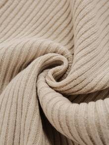 Holdful Holdful Half Button Drop Shoulder Sweater Drawstring Waist Knit Pants Everyday Travel Beige Autumn Casual - Apricot - View 8