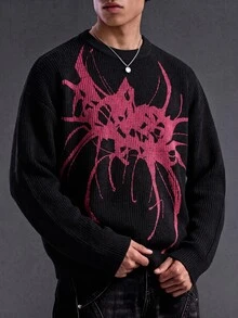 ROMWE MEN Men's Crew Neck Casual Versatile Daily Wear Long Sleeve Sweater - Black - View 7