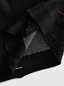 ROMWE MEN Men's Crew Neck Quirky Skeleton Sweater - Black - View 8