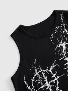 ROMWE MEN Men's Gothic Pattern Crew Neck Casual Daily Top - Black - View 5