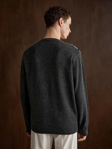 Manfinity Homme Men's Vintage Argyle Pattern Jacquard Long Sleeve Sweater - Multicolor - View 3