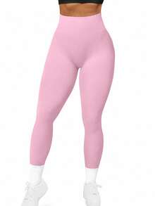Slayform Slayform Women's High Waisted Seamless Leggings,Tummy Control Lifting Yoga Pants,Quick-Drying 4-Way Stretch Compression Leggings For Running & Exercise - Pink - View 3