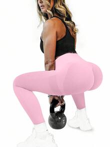 Slayform Slayform Women's High Waisted Seamless Leggings,Tummy Control Lifting Yoga Pants,Quick-Drying 4-Way Stretch Compression Leggings For Running & Exercise - Pink - View 9