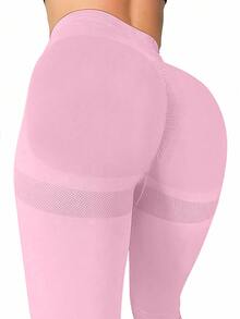 Slayform Slayform Women's High Waisted Seamless Leggings,Tummy Control Lifting Yoga Pants,Quick-Drying 4-Way Stretch Compression Leggings For Running & Exercise - Pink - View 5