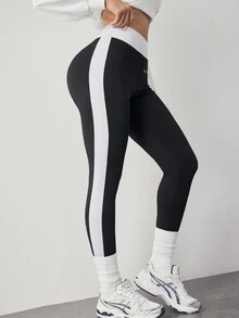 Dewbera Dewbera Women's High Waist Athletic Leggings - Black and White - View 5