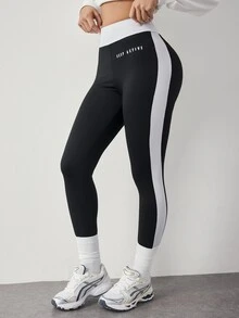 Dewbera Dewbera Women's High Waist Athletic Leggings - Black and White - View 1