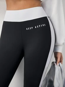 Dewbera Dewbera Women's High Waist Athletic Leggings - Black and White - View 7