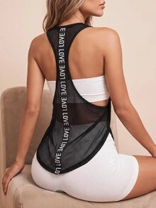 Slayform Slayform Solid Criss Cross Back Crop Sports Tank Topworkout Tank Top - Black - View 1