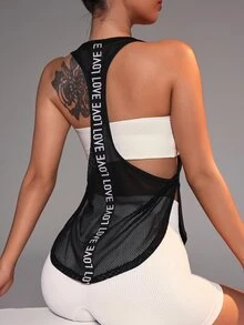 Slayform Slayform Solid Criss Cross Back Crop Sports Tank Topworkout Tank Top - Black - View 4