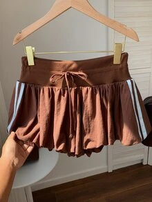 Comfortcana Women's Casual Contrast Side Stripe Drawstring Shorts - Brown - View 6
