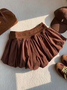 Comfortcana Women's Casual Contrast Side Stripe Drawstring Shorts - Brown - View 2