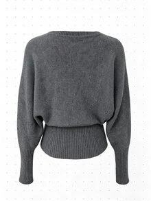 LUMIGAL Women's Solid Color Casual Versatile Daily Wear Long Sleeve Sweater - Grey - View 3