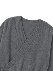 LUMIGAL Women's Solid Color Casual Versatile Daily Wear Long Sleeve Sweater - Grey - View 5