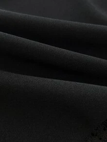 Elamini Women's Fashion Commute Office Lace Patchwork Long Pants Black Autumn French Elegant - Black - View 3