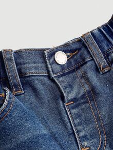 Maija Kids Maija Kids Young Girl Sparkling Heart Rhinestone Decor Blue Denim Skinny Flare Pants, Young Girls Flare Jeans With Rhinestones, Rhinestone Heart Jeans Girls Jeans With Rhinestone Hearts Fall Winter - Dark Wash - View 4
