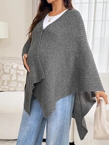 Lyckli Maternity Button-Front Fashionable Comfortable Shawl-Style Cardigan Winter - Grey - View 6